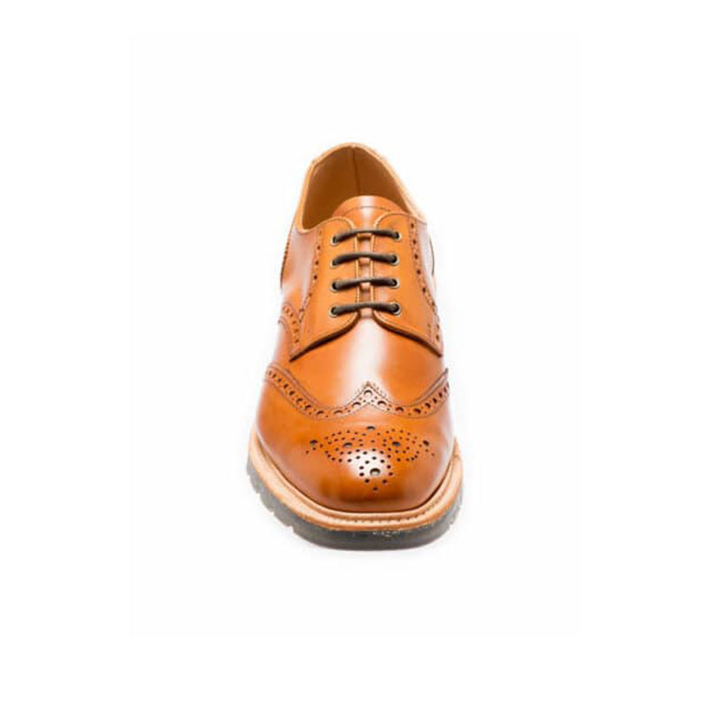 Solovair Men's Leather Shoes Orange Brown Gibson Brogue Classic Leather Shoes 950008