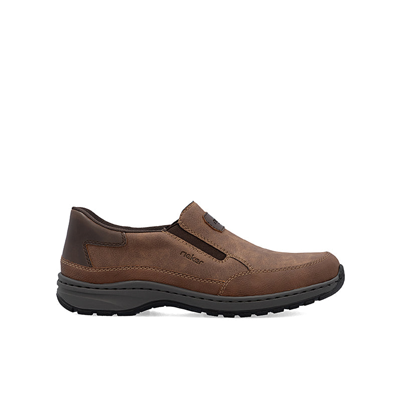 Men's slip-on sneakers in brown with tan panels and dark outsole