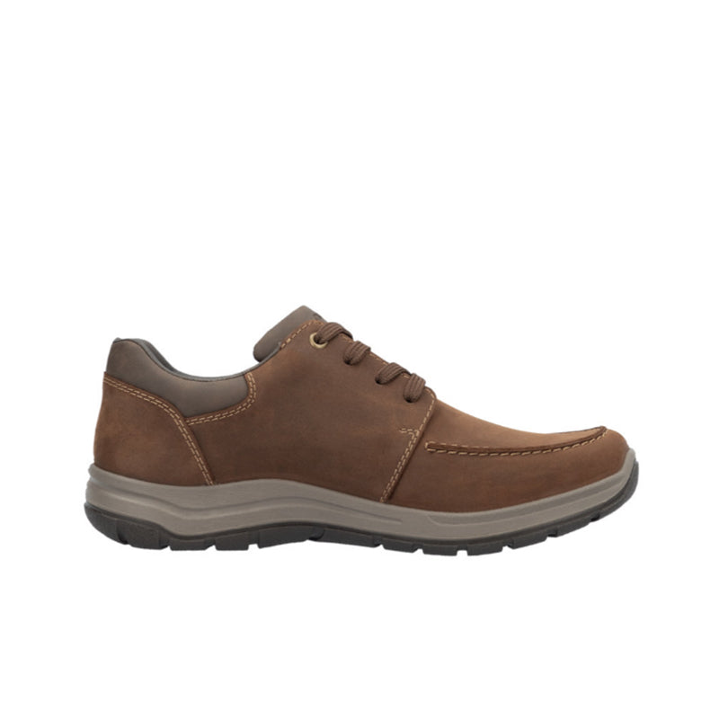 Men's brown lace-up waterproof sneakers with suede-look uppers and cushioned sole