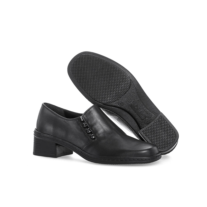 Gabor Hertha Women's Loafers Black Leather Fashion Slip-On Casual Shoes 04443