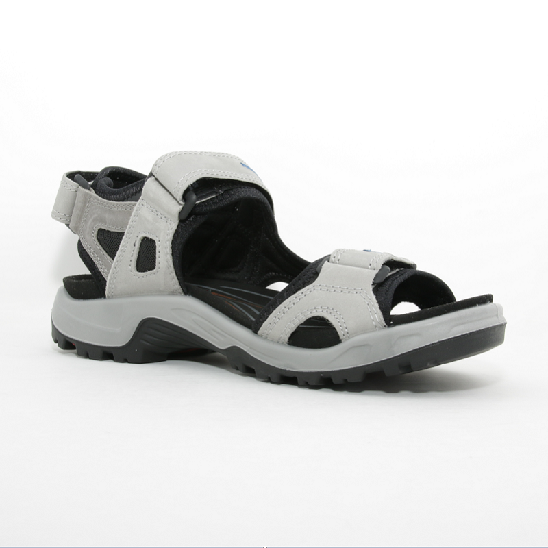 Men's offroad sandals in light gray with cushioned straps and hook-and-loop