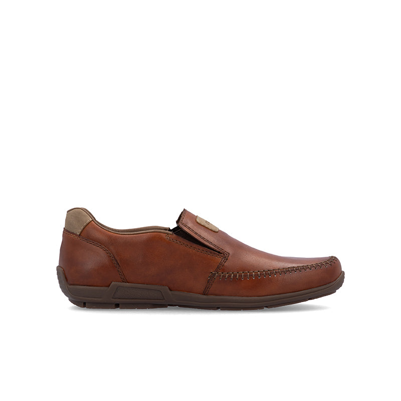 Rieker Men's Loafers Brown Classic Slip-on Leather Shoes 09053
