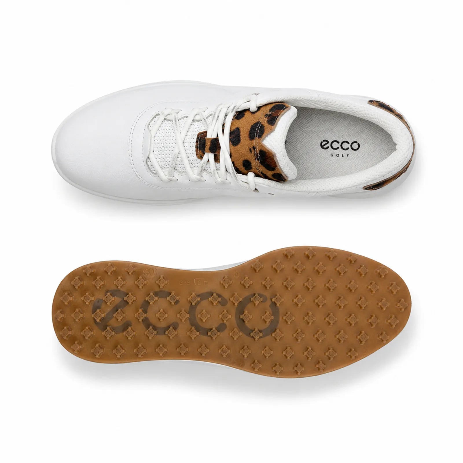 Side angle view of ECCO Golf S-Casual women's White leather golf shoes