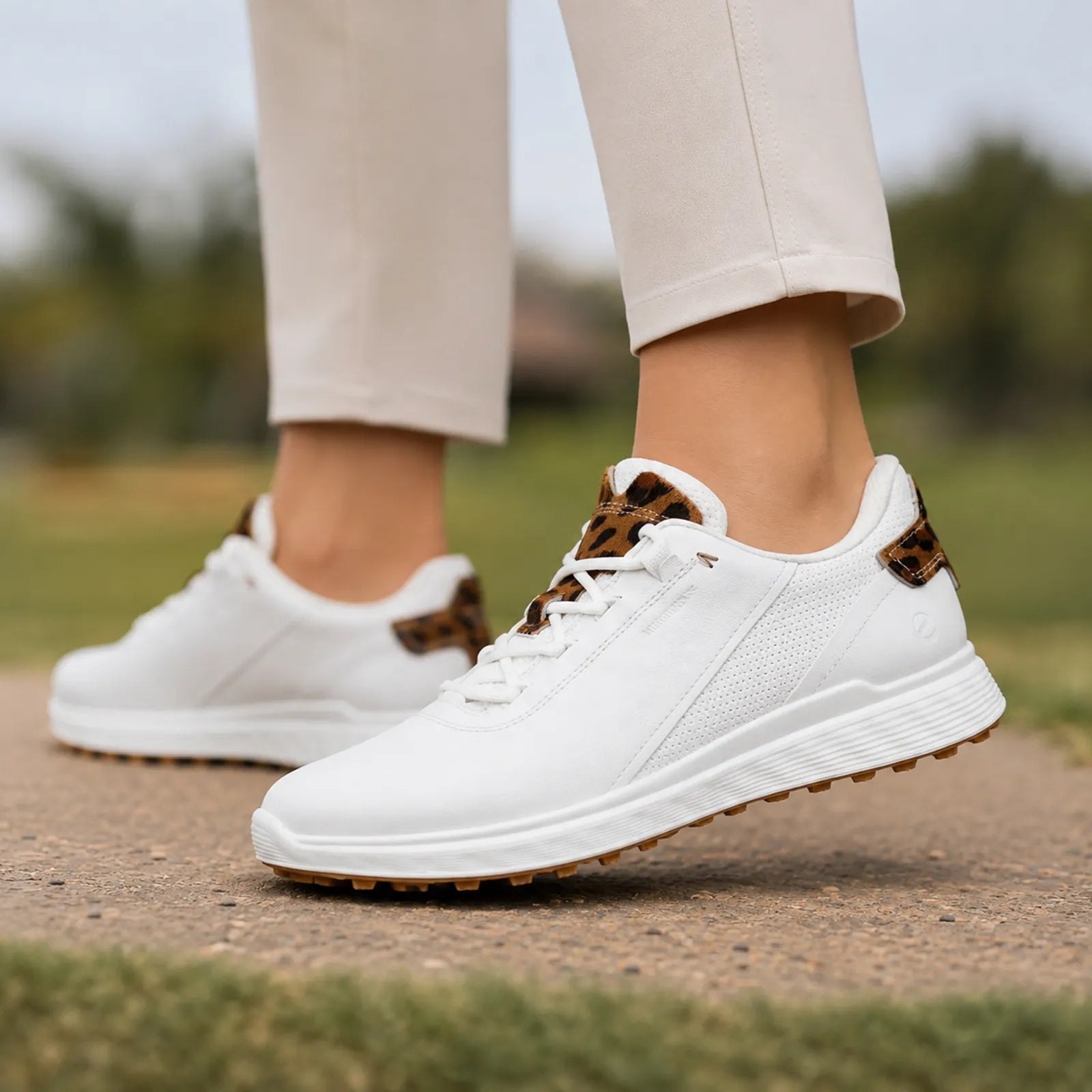 ECCO Golf S-Casual women's White golf shoes worn for casual golf and everyday style
