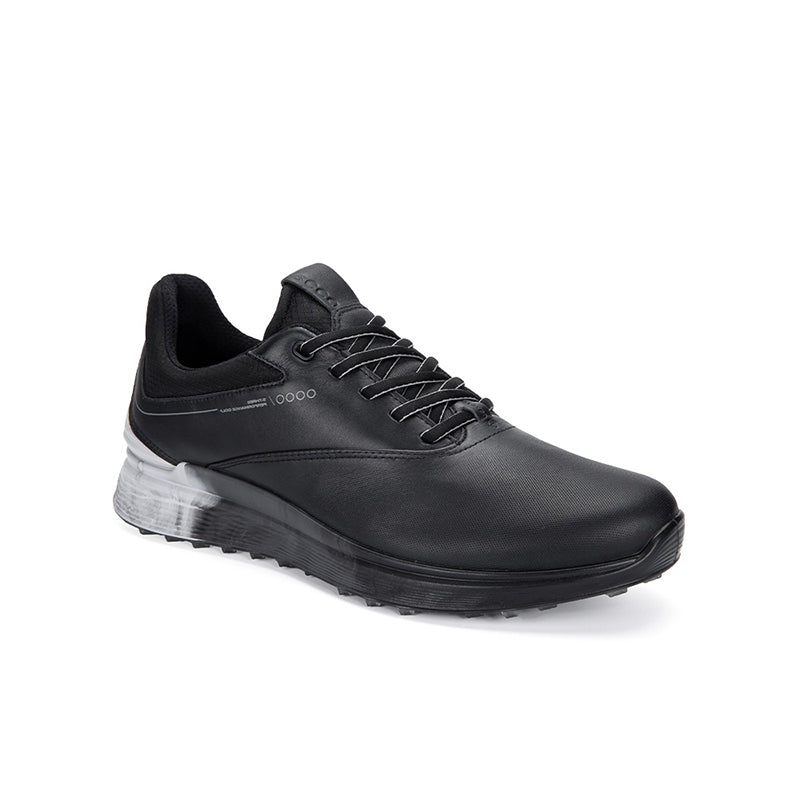 ECCO S-Three Mens Golfs Black Leather Outdoor Casual Shoes 102944