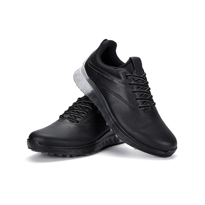 ECCO S-Three Mens Golfs Black Leather Outdoor Casual Shoes 102944