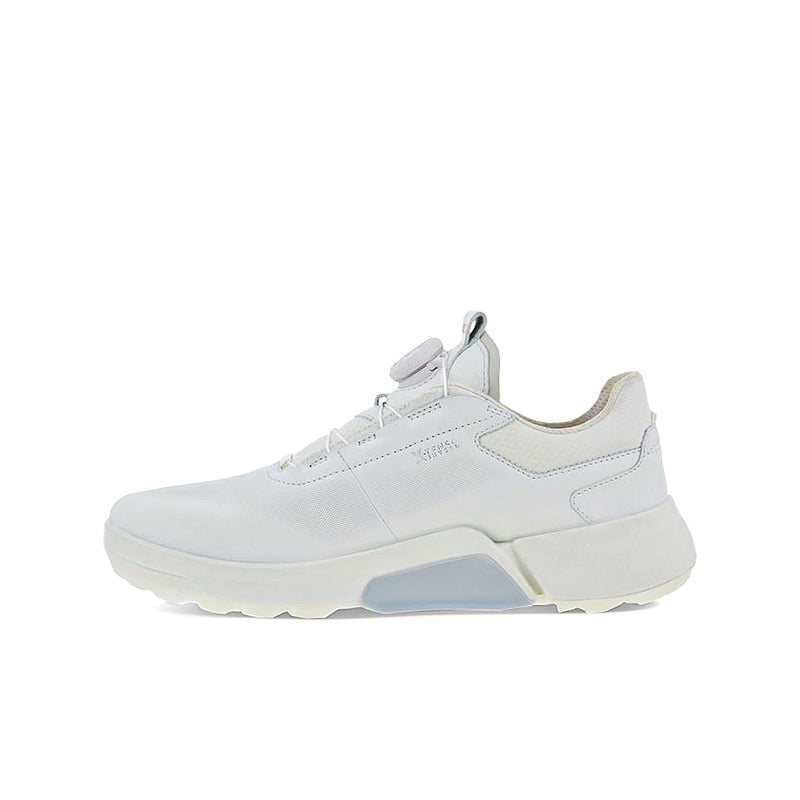 White womens lace-up golf shoes with padded collar and chunky cushioned sole