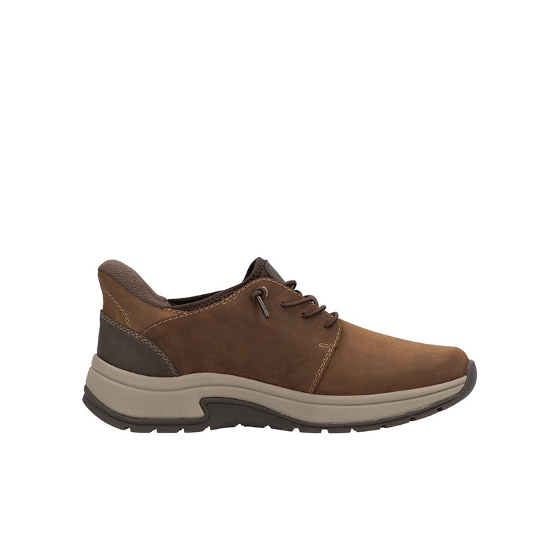 Men's brown lace-up sneakers with contrast sole and suede-like upper