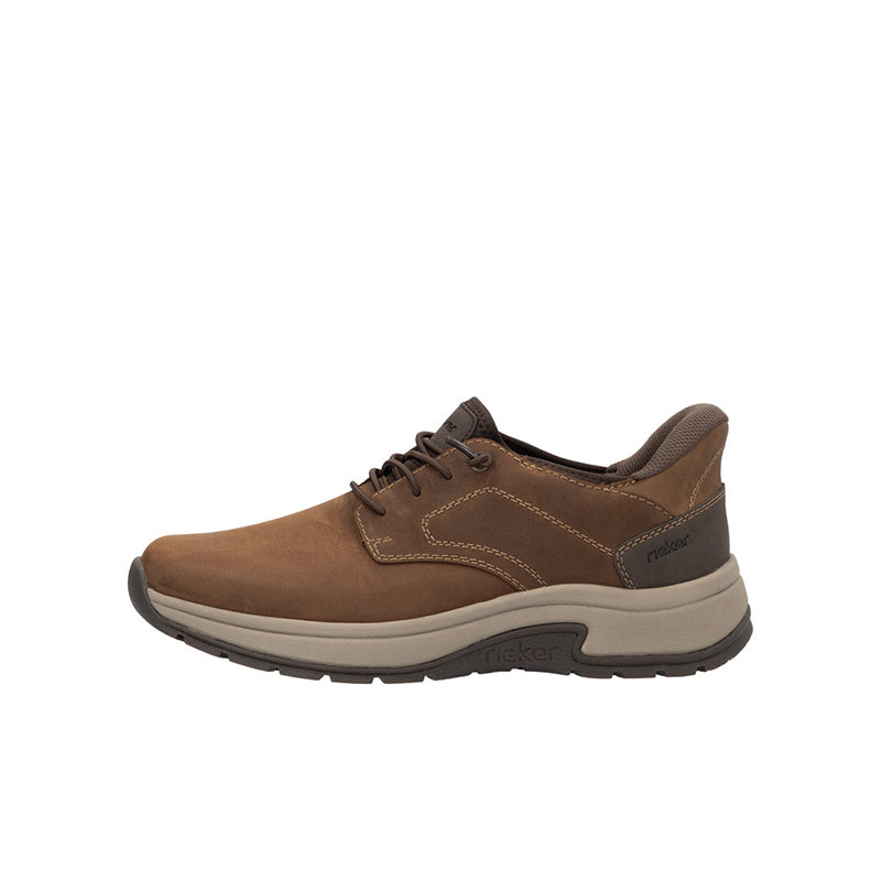 Men's brown lace-up low-top sneakers with cushioned sole and side seam detail