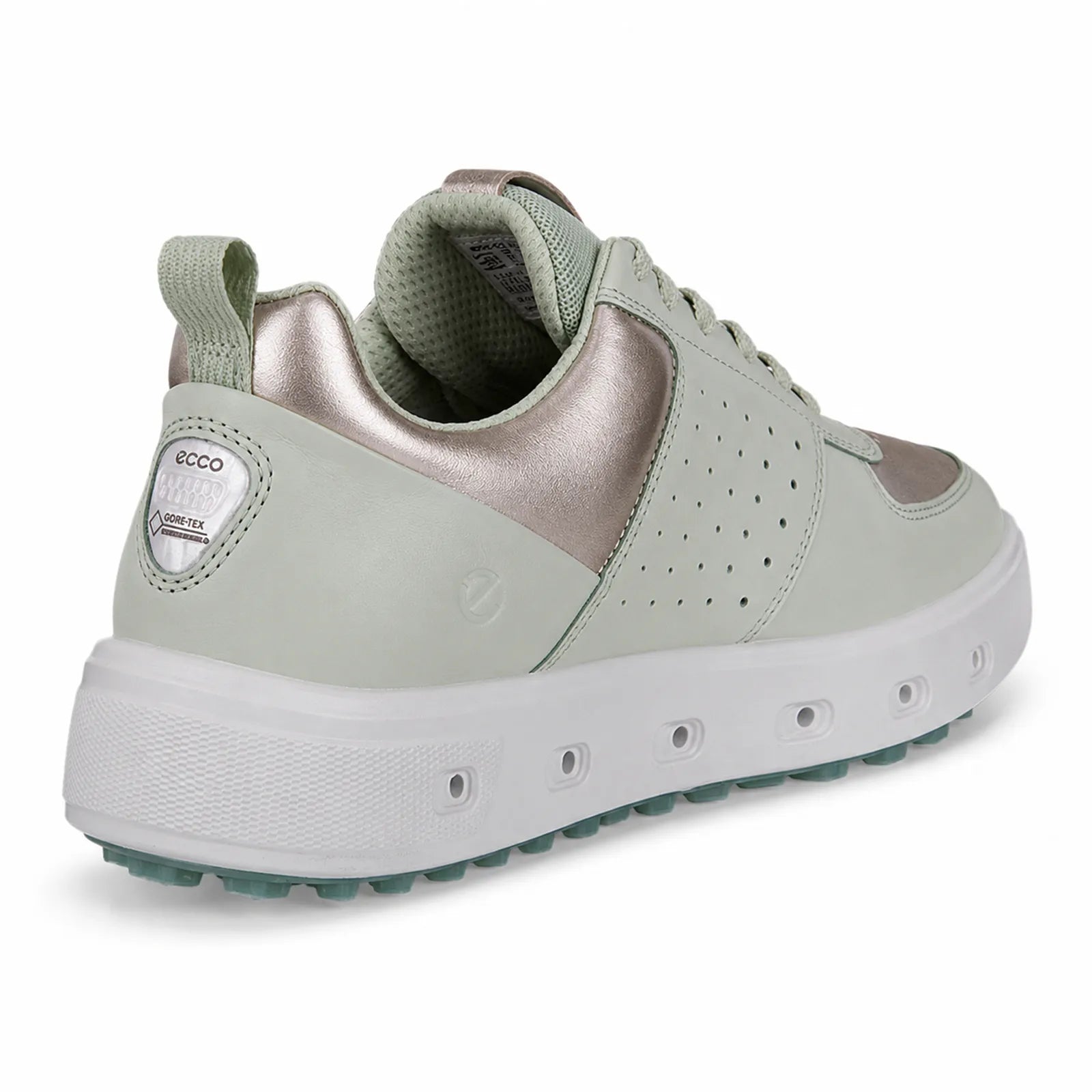 ECCO Golf Street 720 women's White Dusty golf shoes side view with chunky outsole