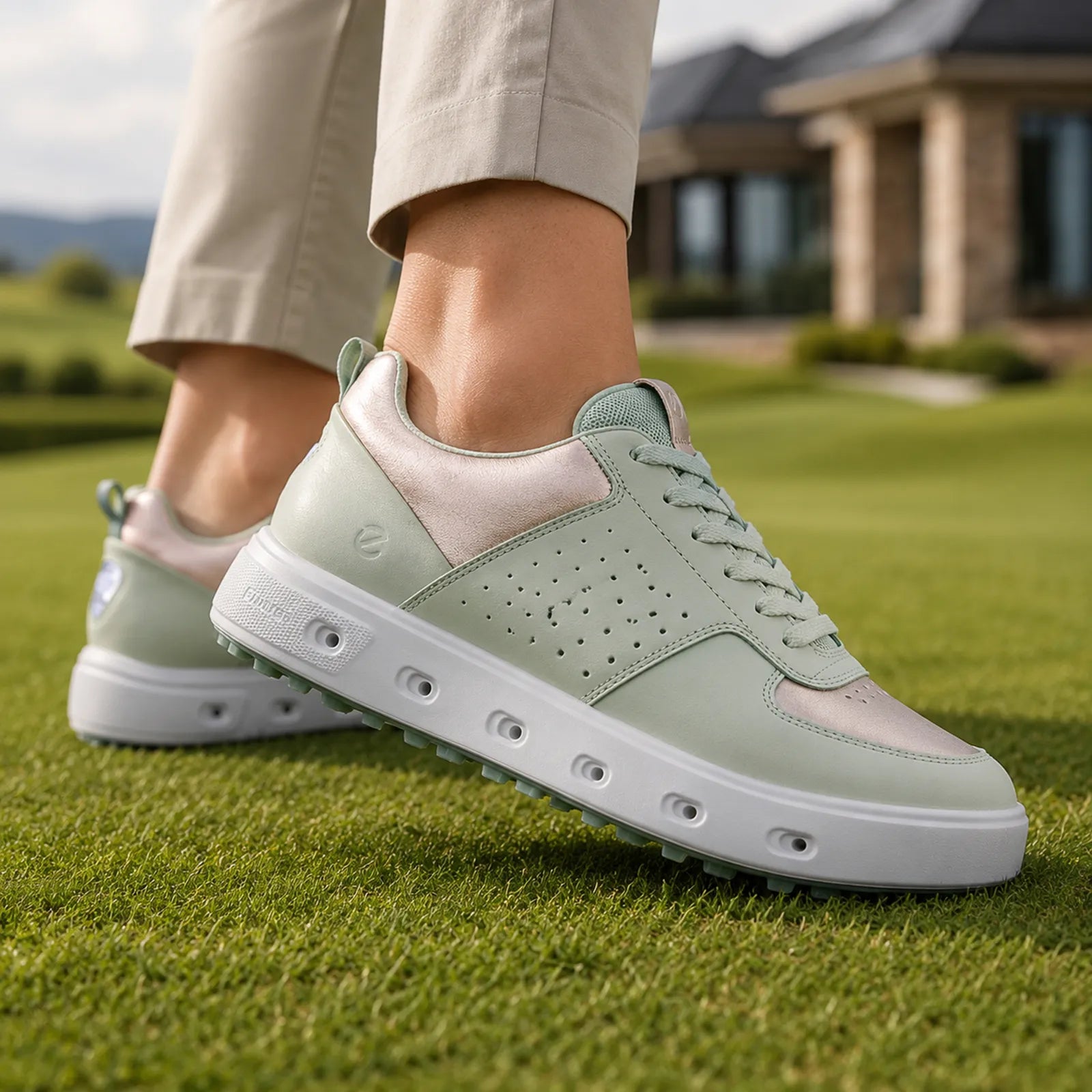 ECCO Golf Street 720 women's White Dusty golf shoes for course and casual wear