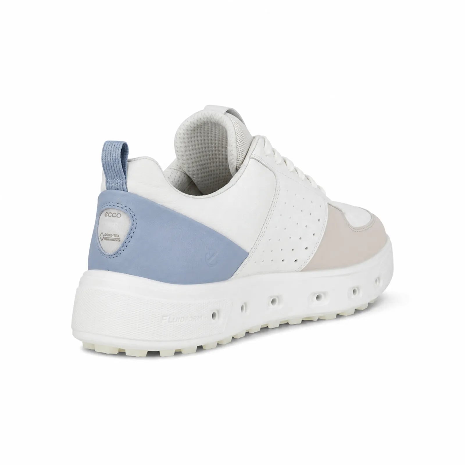 ECCO Golf Street 720 women's metallics golf shoes side angle with perforated leather panels