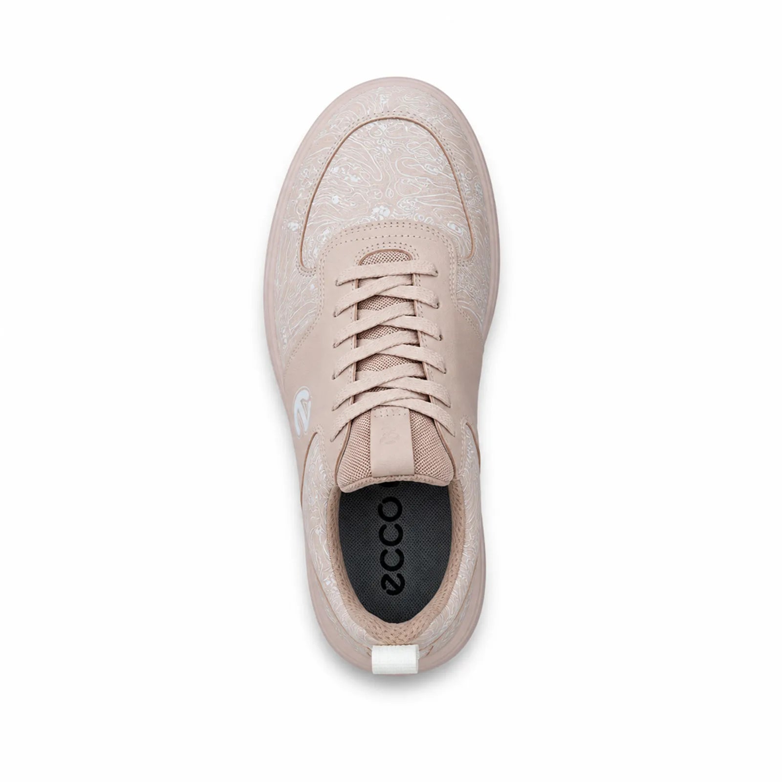 Side angle view of ECCO Golf Street 720 women's Dusty Pink leather golf shoes