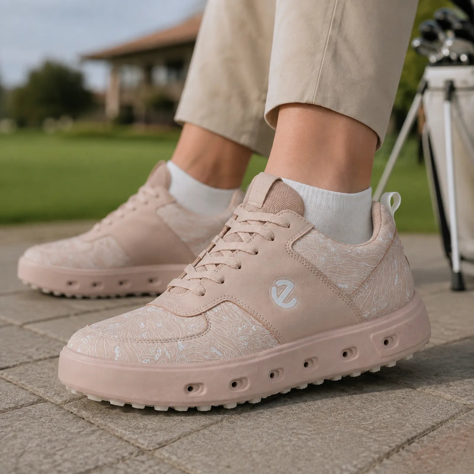 ECCO Golf Street 720 women's Dusty Pink golf shoes worn for casual golf and everyday style