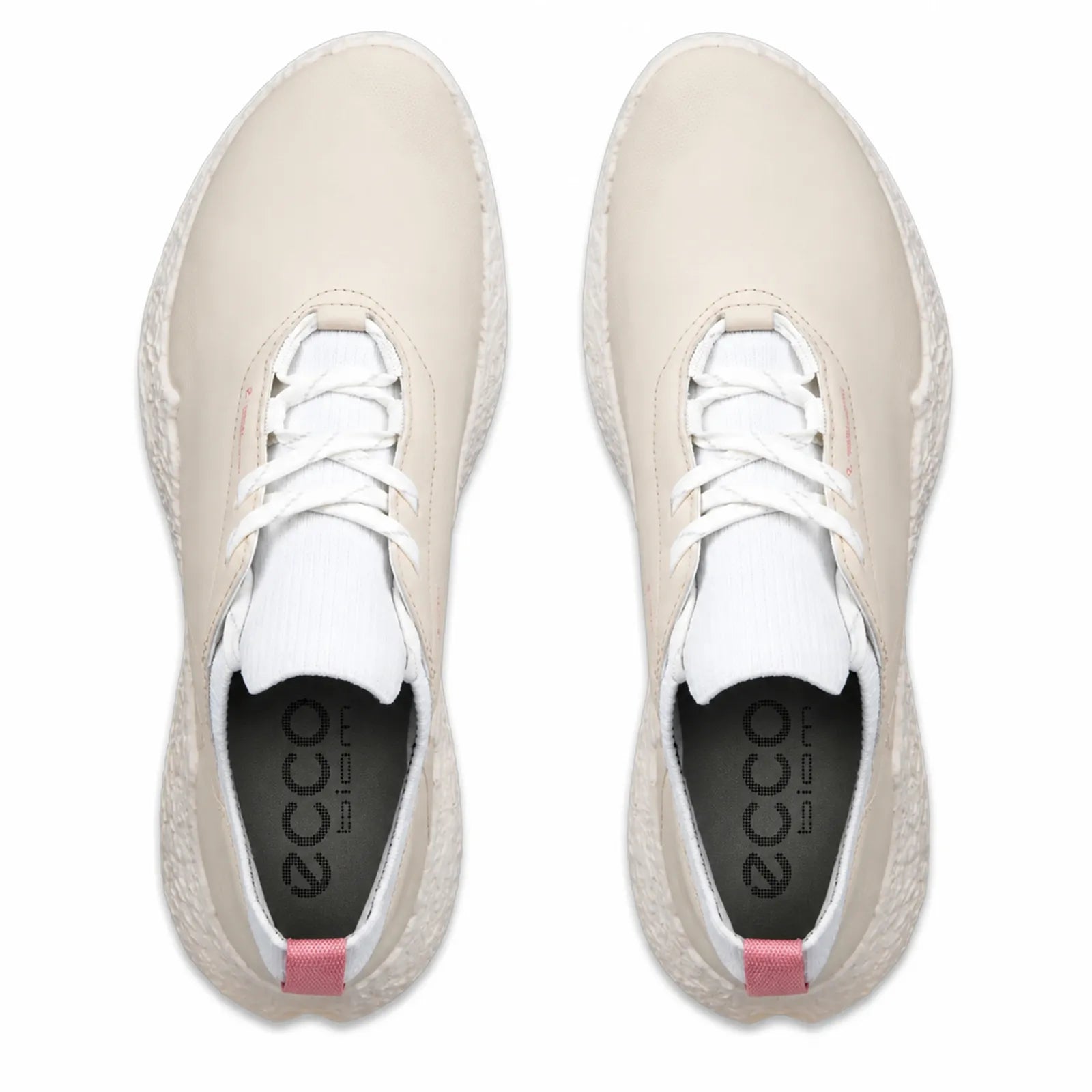 Side angle view of ECCO BIOM H5 women's pink leather golf shoe