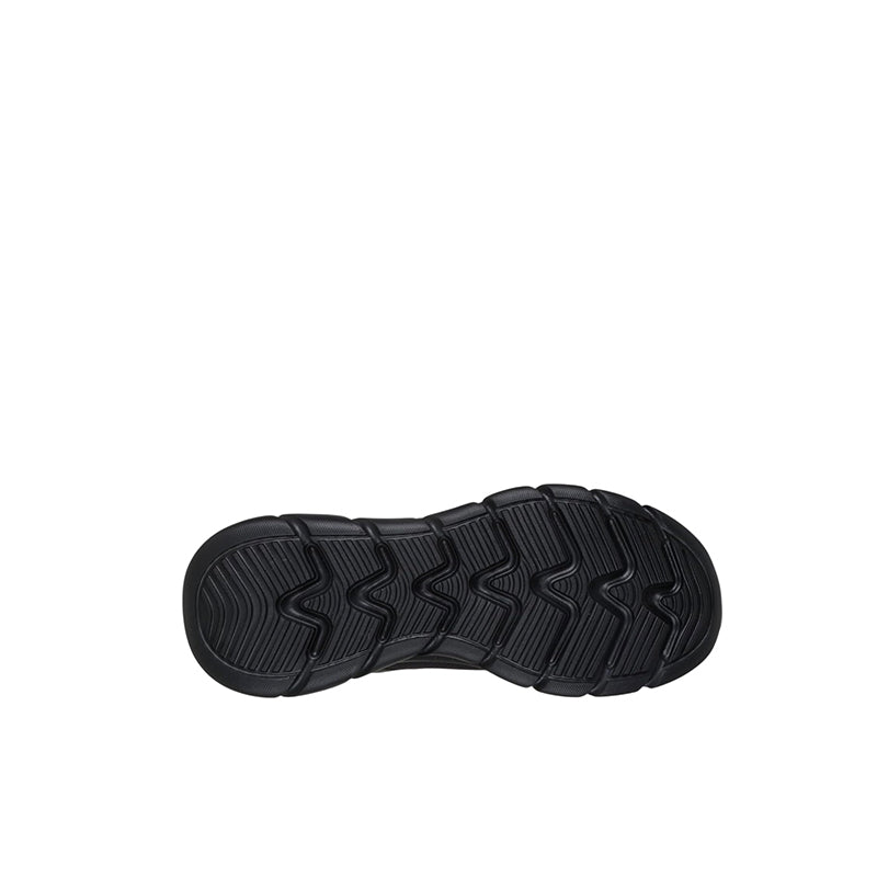 Black high-top sneaker outsole with deep tread pattern