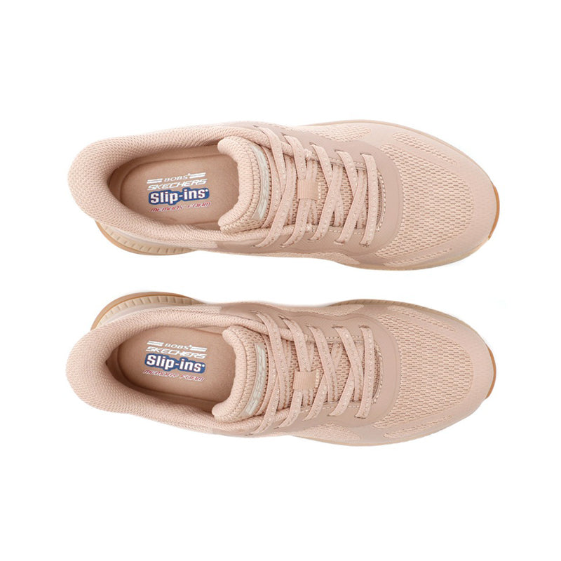 Natural lace-up mesh sneaker with logo heel panel