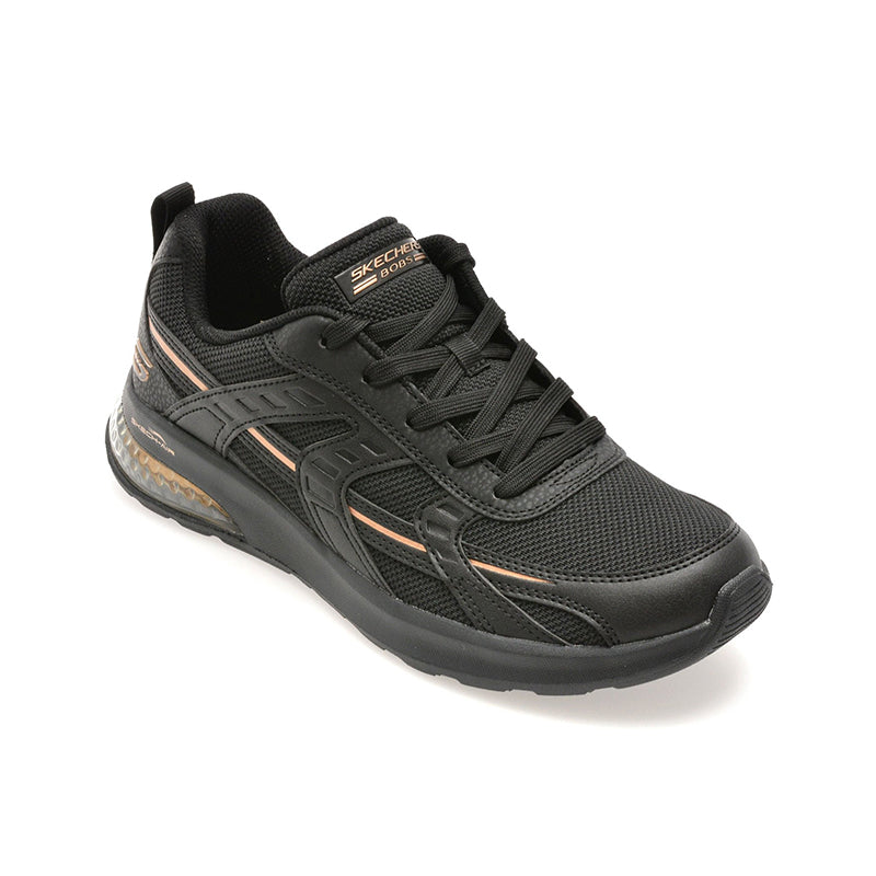 Women's black trainers with lace-up front and cushioned rubber sole