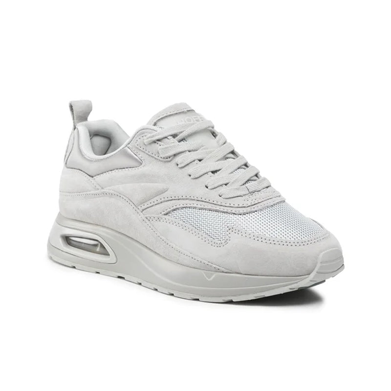 Women's light grey lace-up sneakers with air-cushion sole and mesh paneling