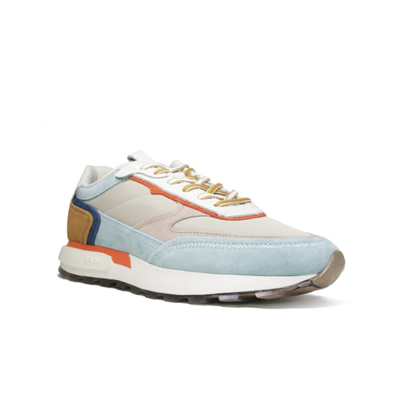 Men's leather sneakers, multicolour leather with lace-up front and cushioned sole