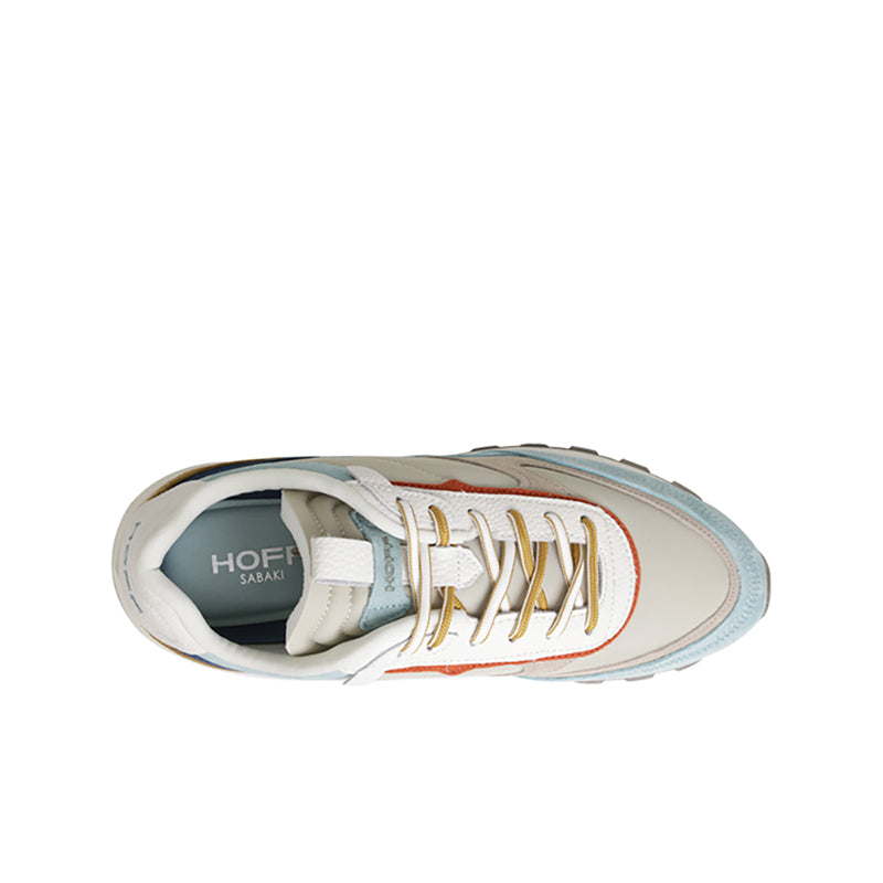Men's leather sneakers, multicolour with lace-up closure and visible interior lining