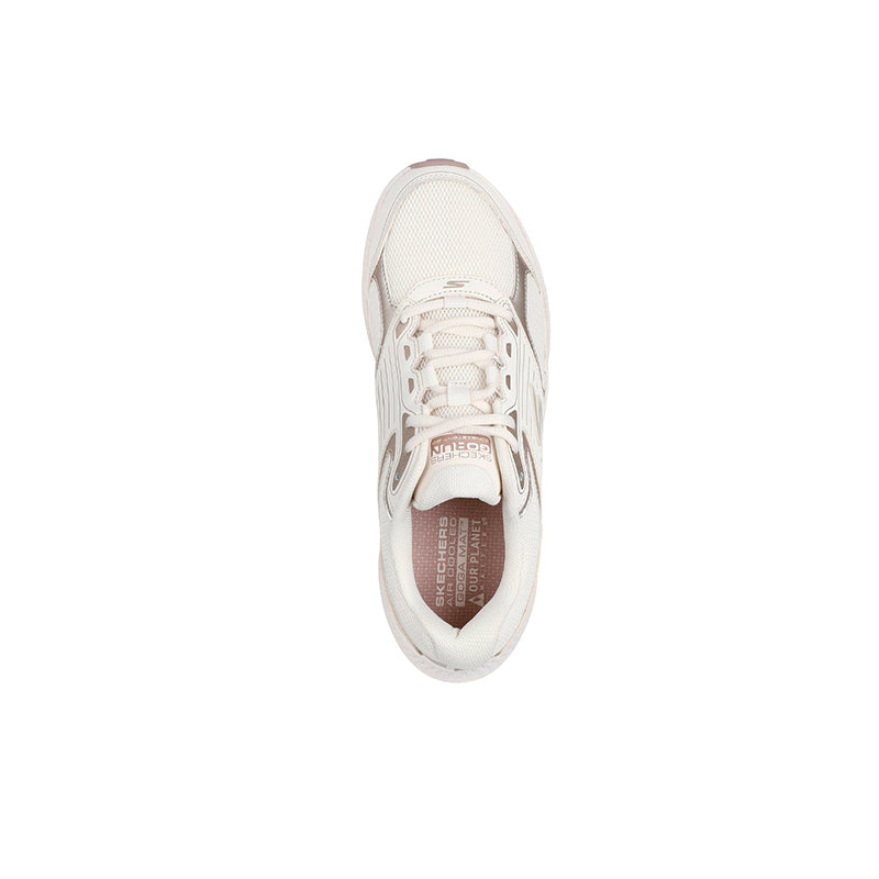 Women's leather sneaker, lace-up top view with padded tongue and collar