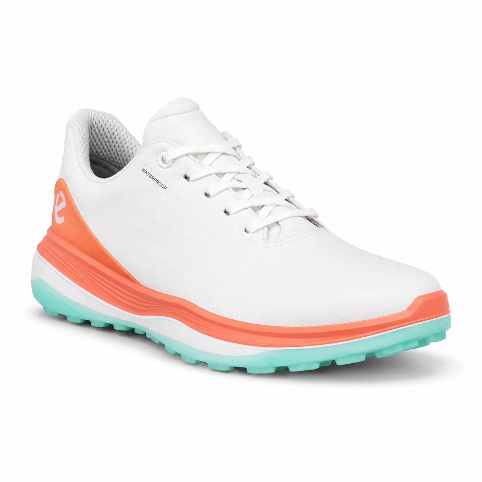ECCO LT1 women's white purple spikeless waterproof textile golf shoes