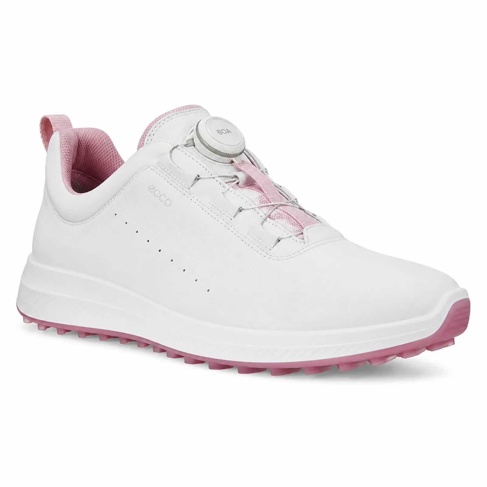 ECCO Golf LT1 women's White/Pink waterproof leather golf shoes