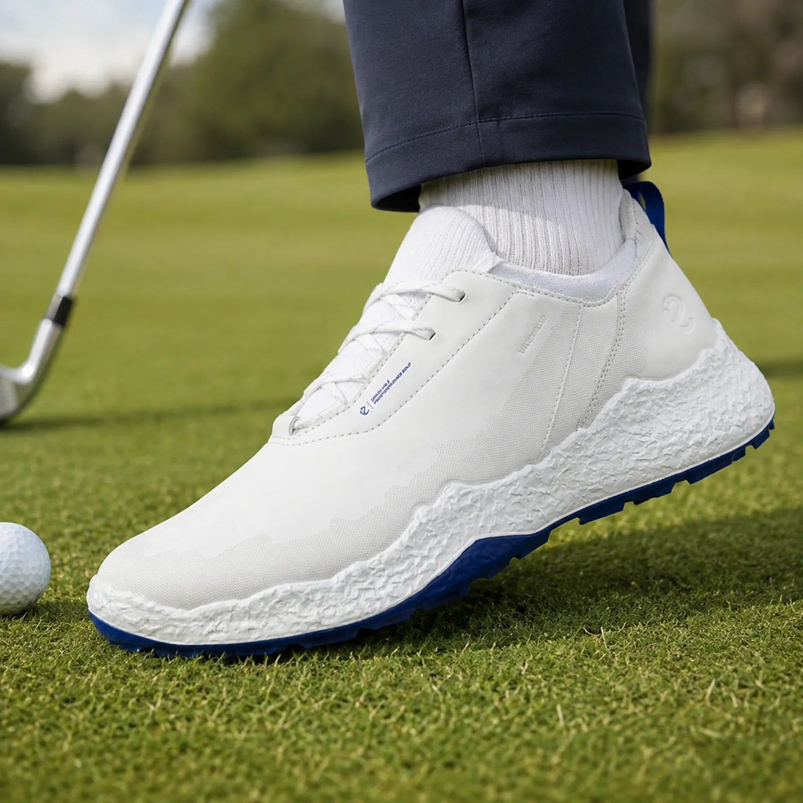 ECCO BIOM H5 men's white golf shoes worn on the course