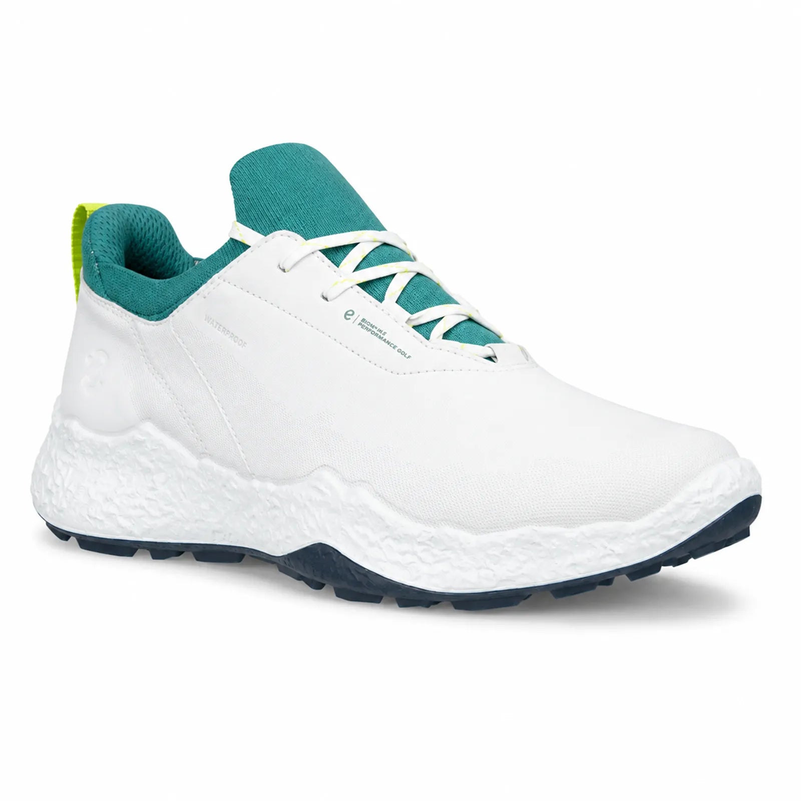 ECCO BIOM H5 men's white and bay green waterproof performance leather golf shoe