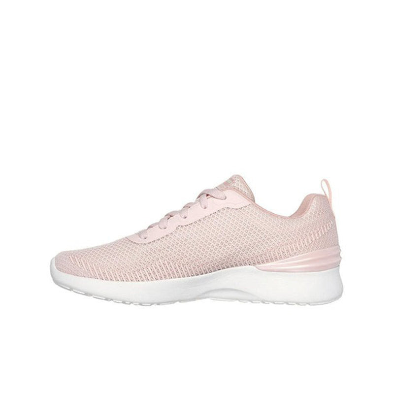 Women's light pink knit sneaker with lace-up and low-profile white midsole