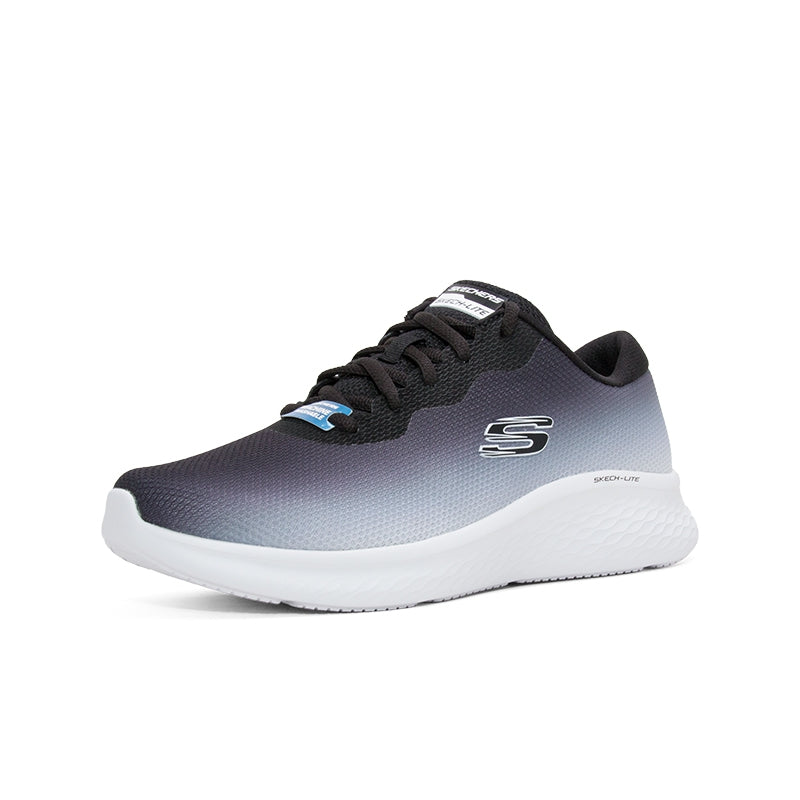 Skechers Kech Lite Pro sneakers, dark fade mesh upper, black laces, white cushioned sole