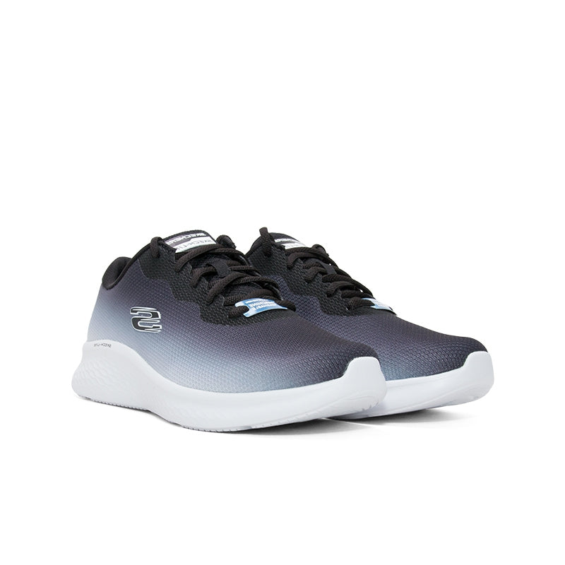 Skechers Kech Lite Pro sneakers, dark fade knit, lace-up front, blue logo detail, white sole