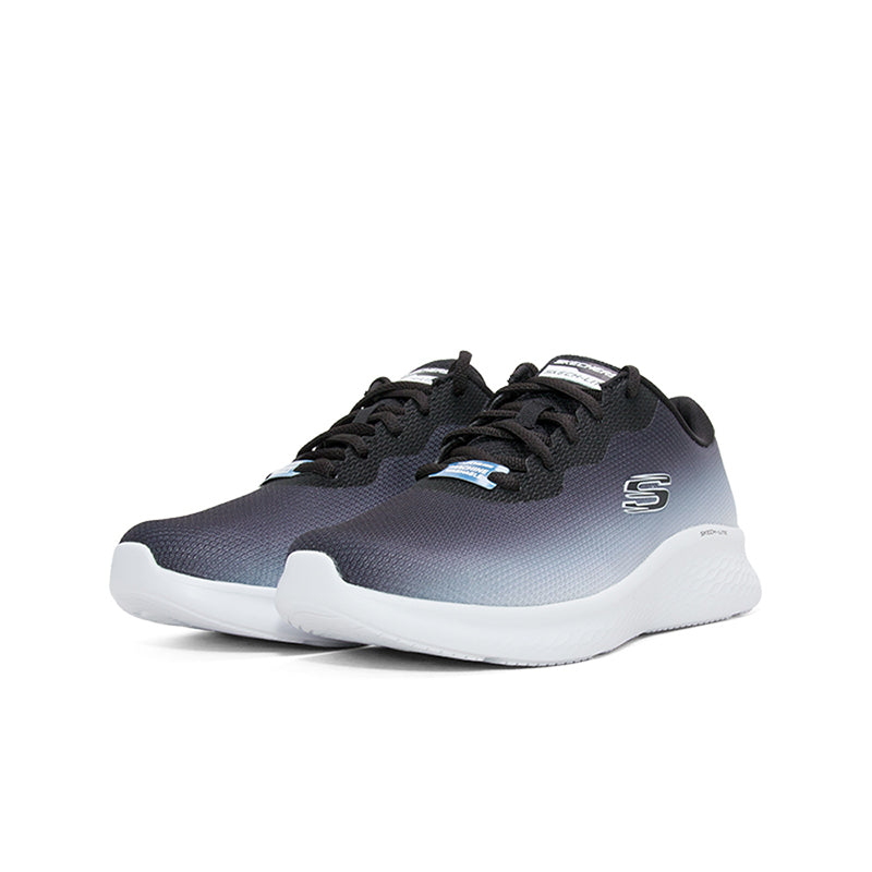 Skechers Kech Lite Pro sneakers, dark fade side view, black laces, white thick sole