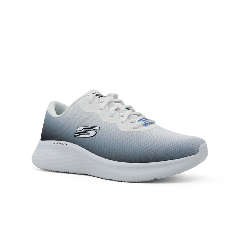 Skechers Kech Lite Pro sneakers, light gray knit upper, white laces, white sole
