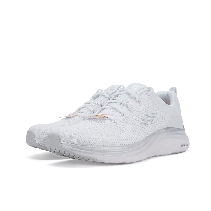 White textile women's low-top sneakers, toe and side view with lace-up lacing