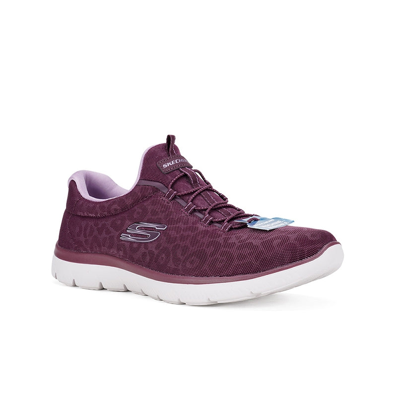 Purple women's lace-up sneaker with knit look, white sole, S logo