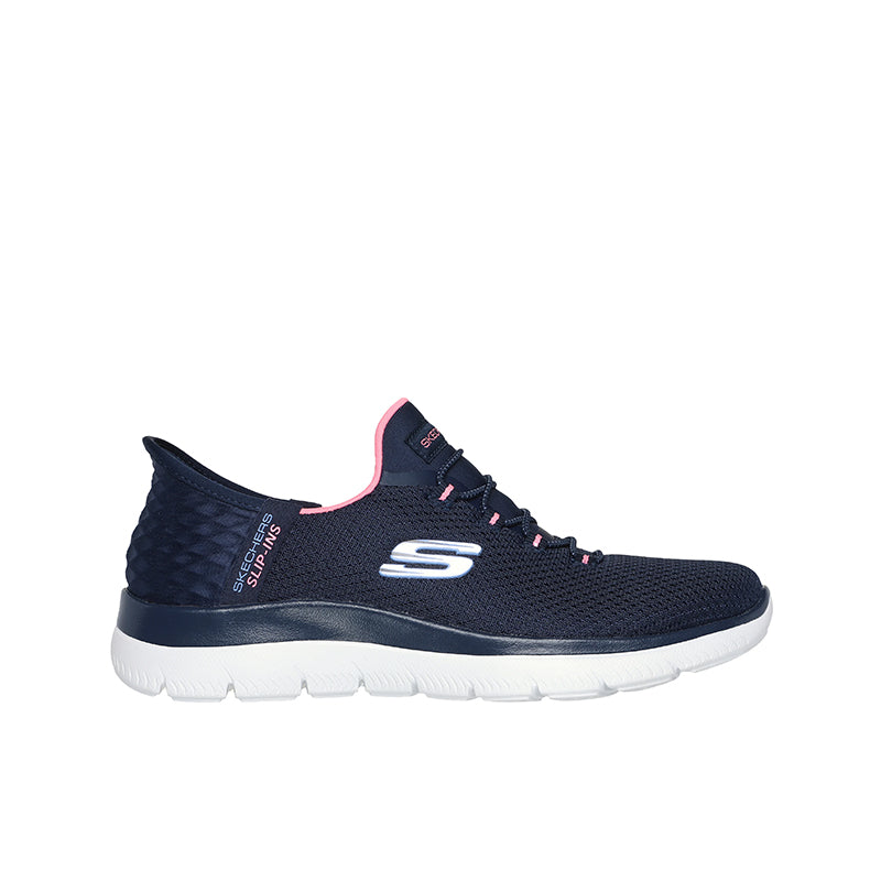 Lightweight navy sneaker side view with cushioned sole and lace-up closure