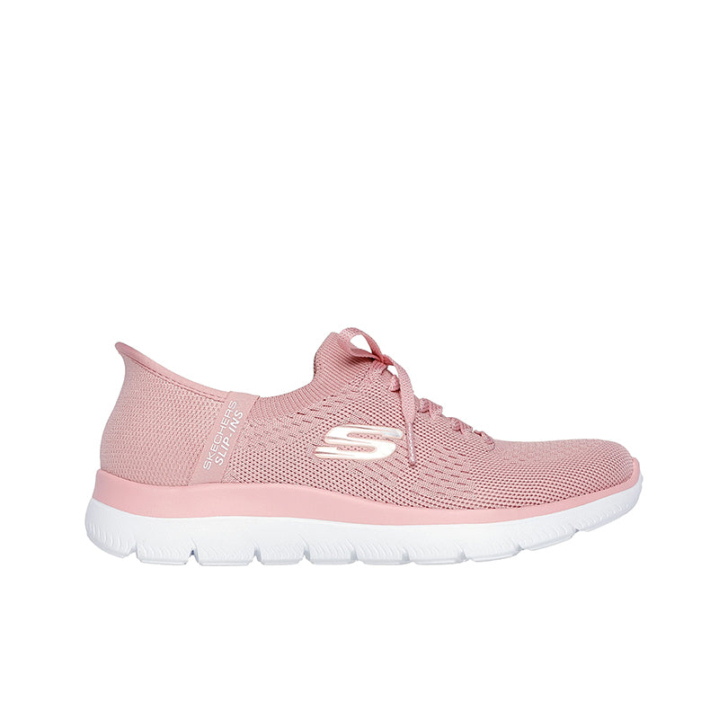 Rose textile women's sneaker, lace-up front, padded collar, white midsole