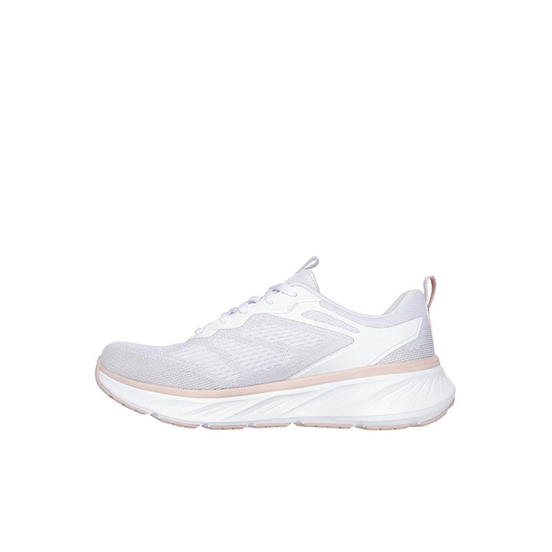 Women's white textile lace-up sneakers with mesh upper and sculpted outsole
