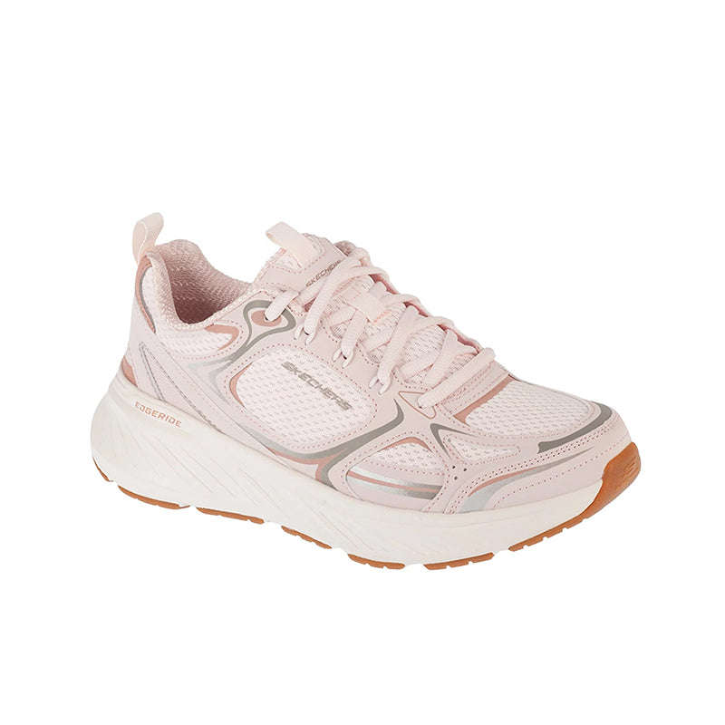 Skechers women's lace-up sneakers, pink mesh with white panels and cushioned sole