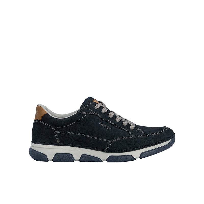 Men's lace-up sneakers, dark blue with padded collar and contrast sole