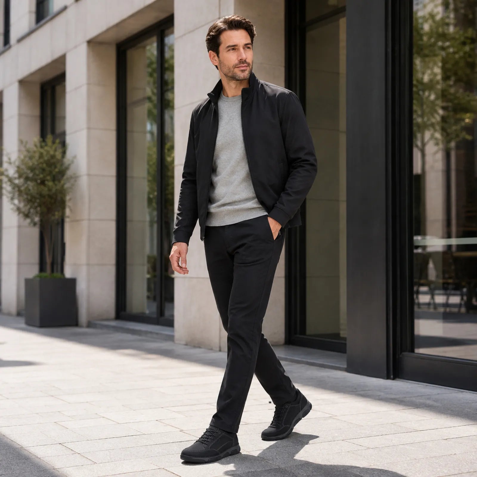Rieker men's black slip on shoes styled for daily wear, travel and smart casual outfits