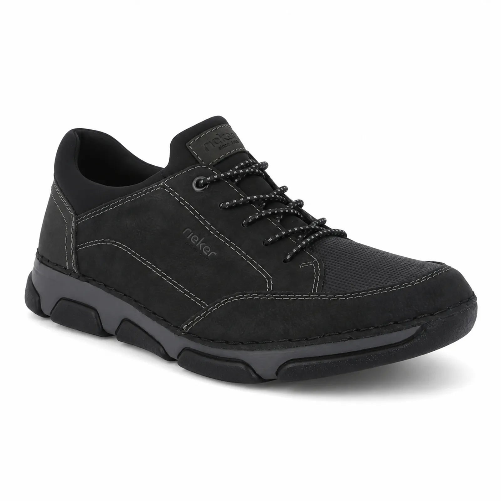 Rieker men's black slip on shoes with extra wide H fit and lightweight shock-absorbing sole, main product view