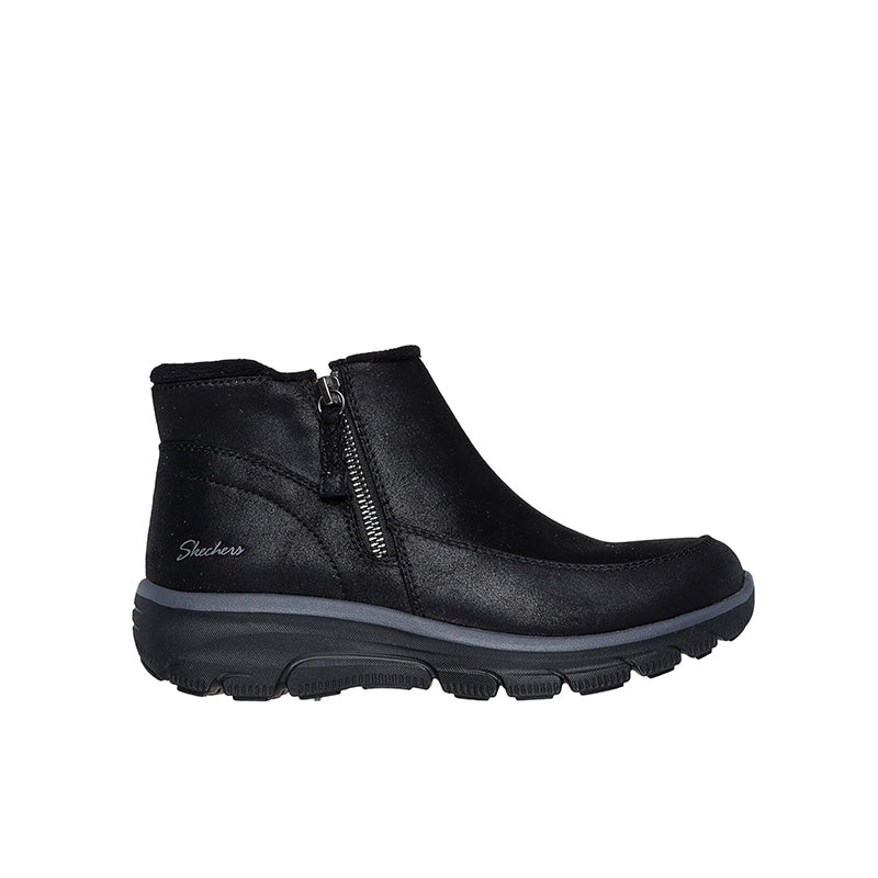 Women’s suede side-zip casual boots, black, ankle-height style
