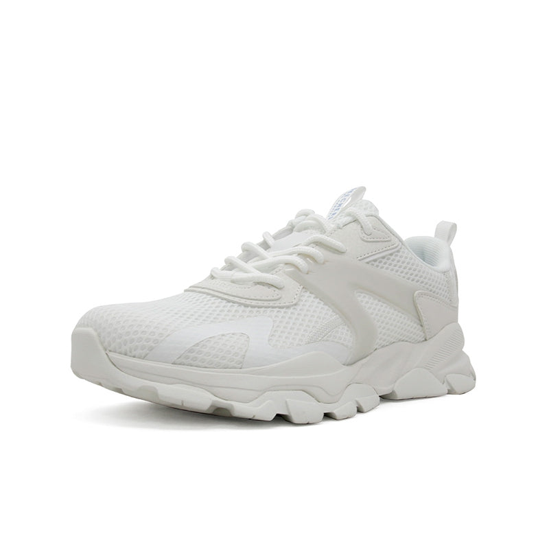Skechers Sierra women's white lace-up sneakers, side view, cushioned ridged sole