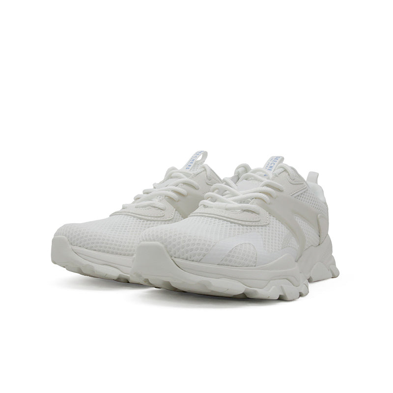Skechers Sierra women's white lace-up sneakers, front profile, thick cushioned rubber sole