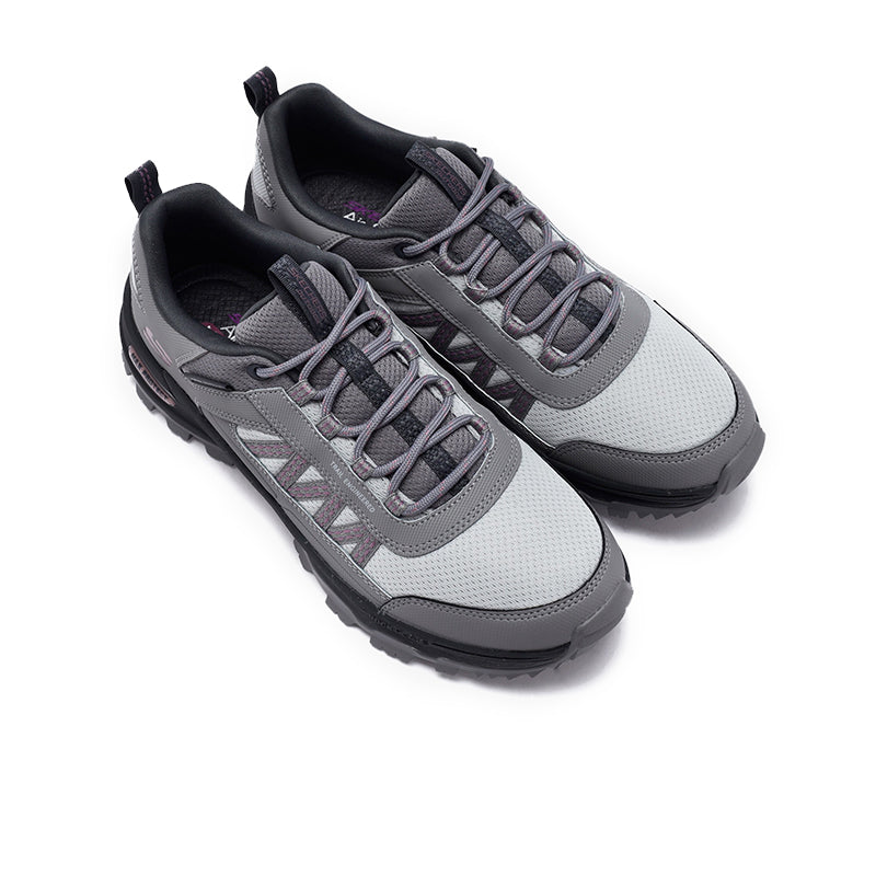 Skechers women's sneakers, gray textile upper with gray laces and chunky tread sole
