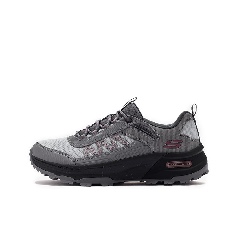 Skechers women's sneakers, light gray upper with gray laces and red S side logo