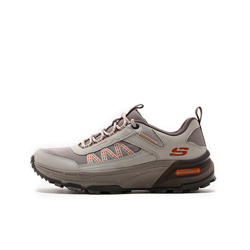 Skechers women's sneakers, light gray textile with multicolor laces and orange side tag